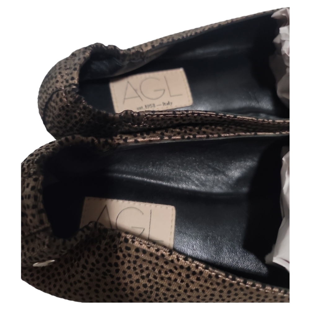 AGL Metallic Pointed toe Leather Loafers - Picture 5 of 9